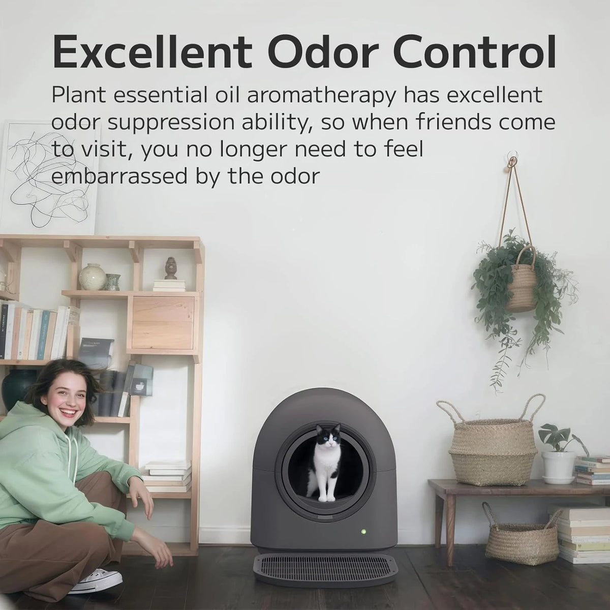 Automatic Self-Cleaning Cat Litter Box with Odor Control & Safety System