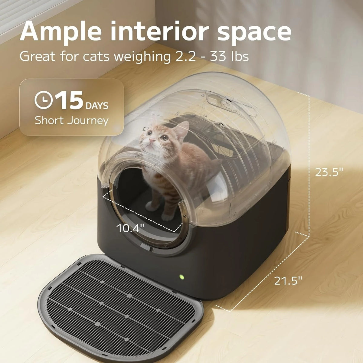 Automatic Self-Cleaning Cat Litter Box with Odor Control & Safety System