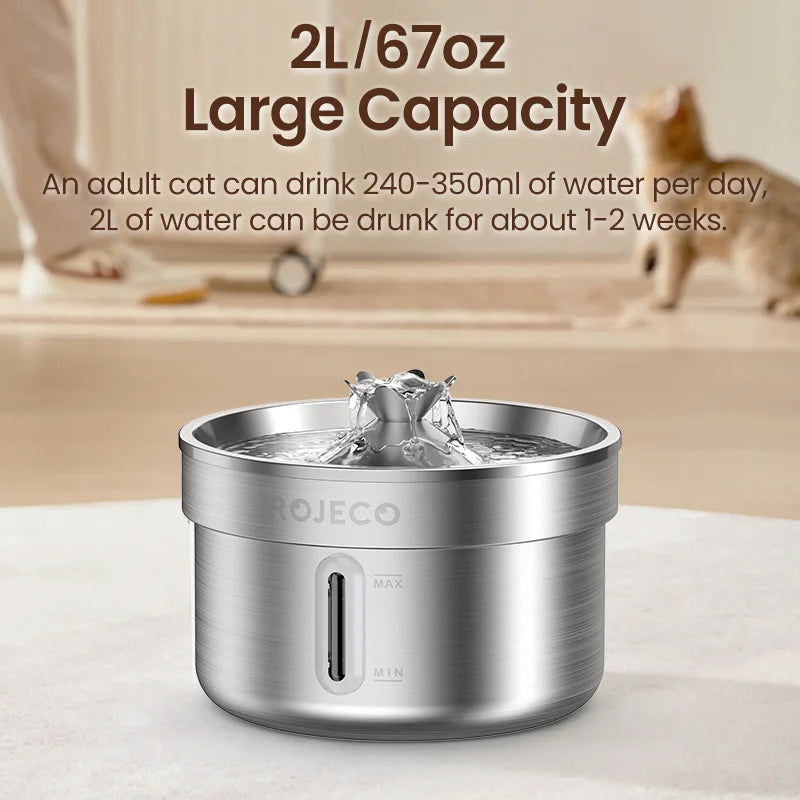 ROJECO Stainless Steel Smart Pet Water Fountain