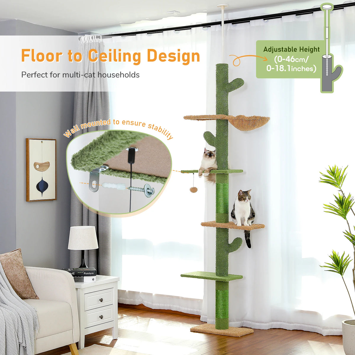 Floor-to-Ceiling Cactus Cat Tree