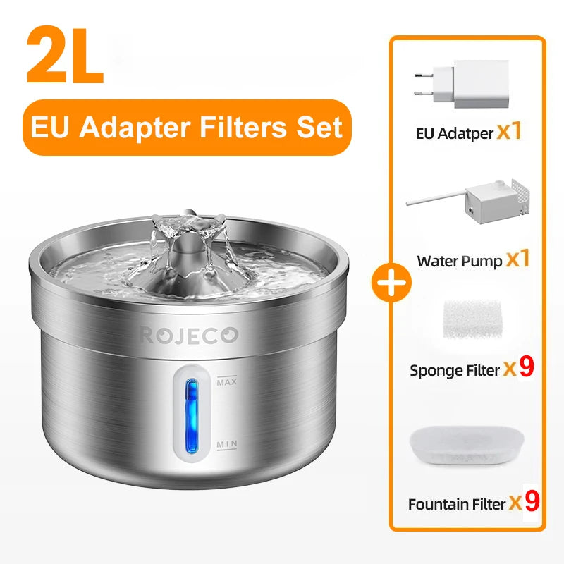 ROJECO Stainless Steel Smart Pet Water Fountain