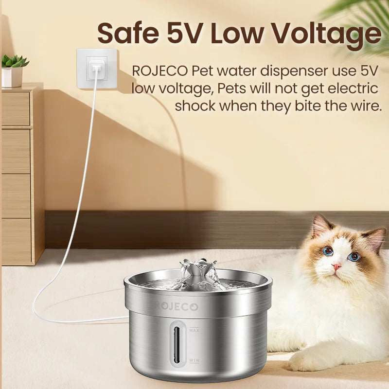 ROJECO Stainless Steel Smart Pet Water Fountain