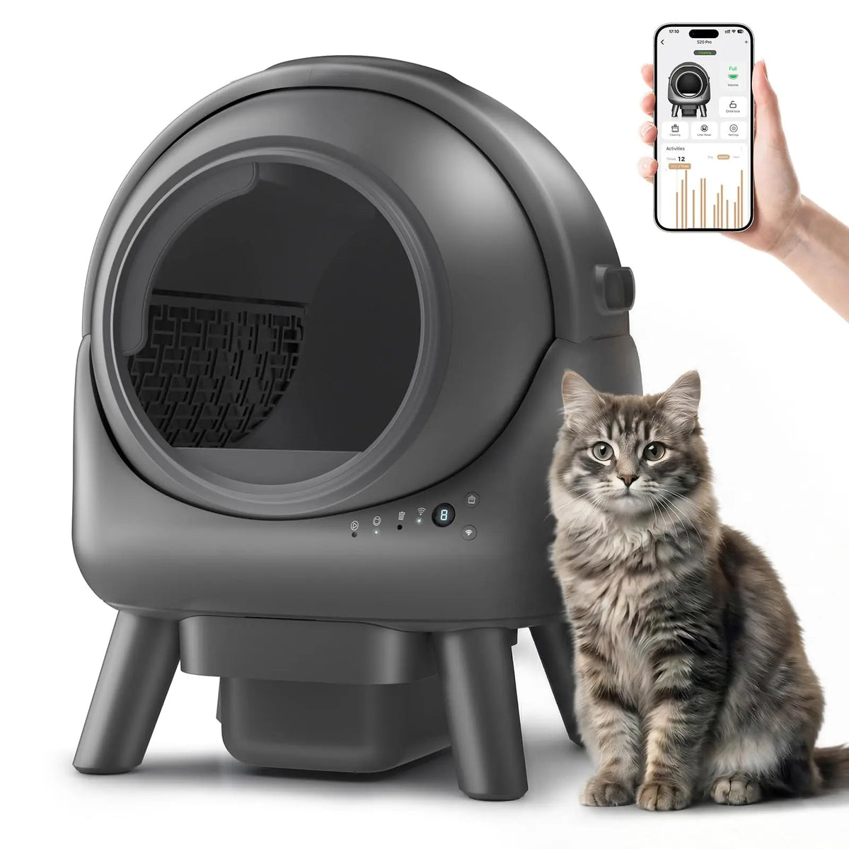 Smart Automatic Self-Cleaning Cat Litter Box with App Control