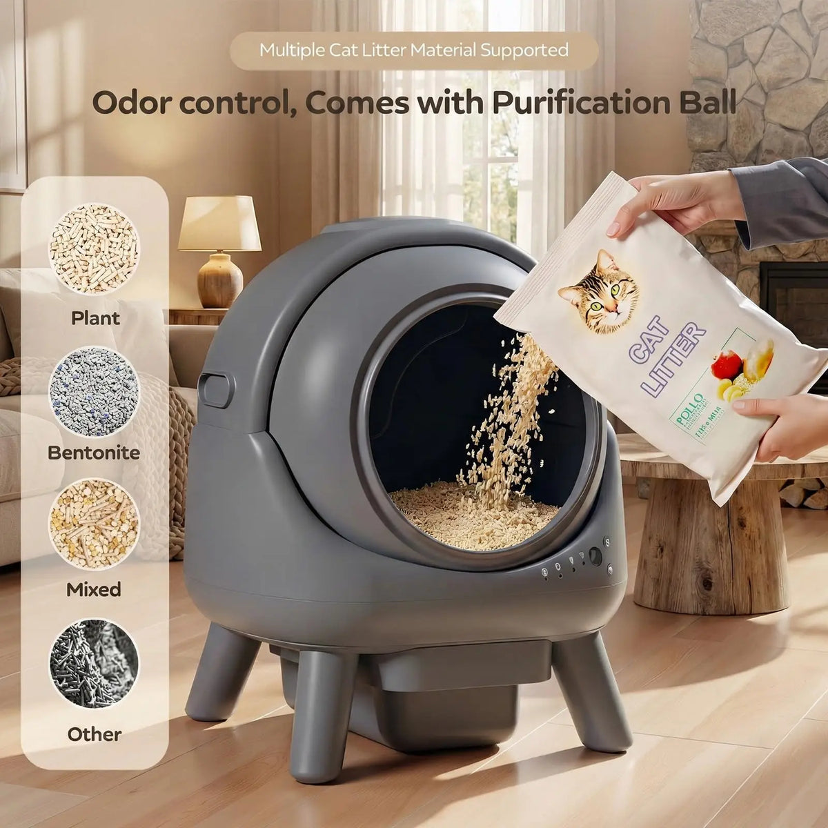 Smart Automatic Self-Cleaning Cat Litter Box with App Control