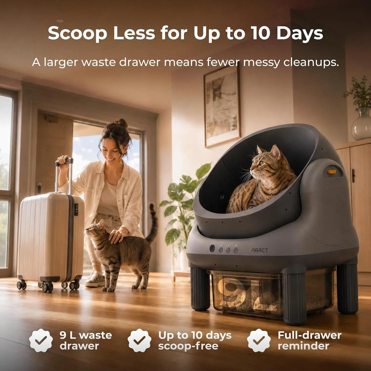 Open-Top Smart Self-Cleaning Cat Litter Box with App Control