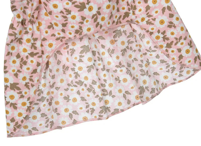 Summer Dress Romantic Style, Pink Floral Print