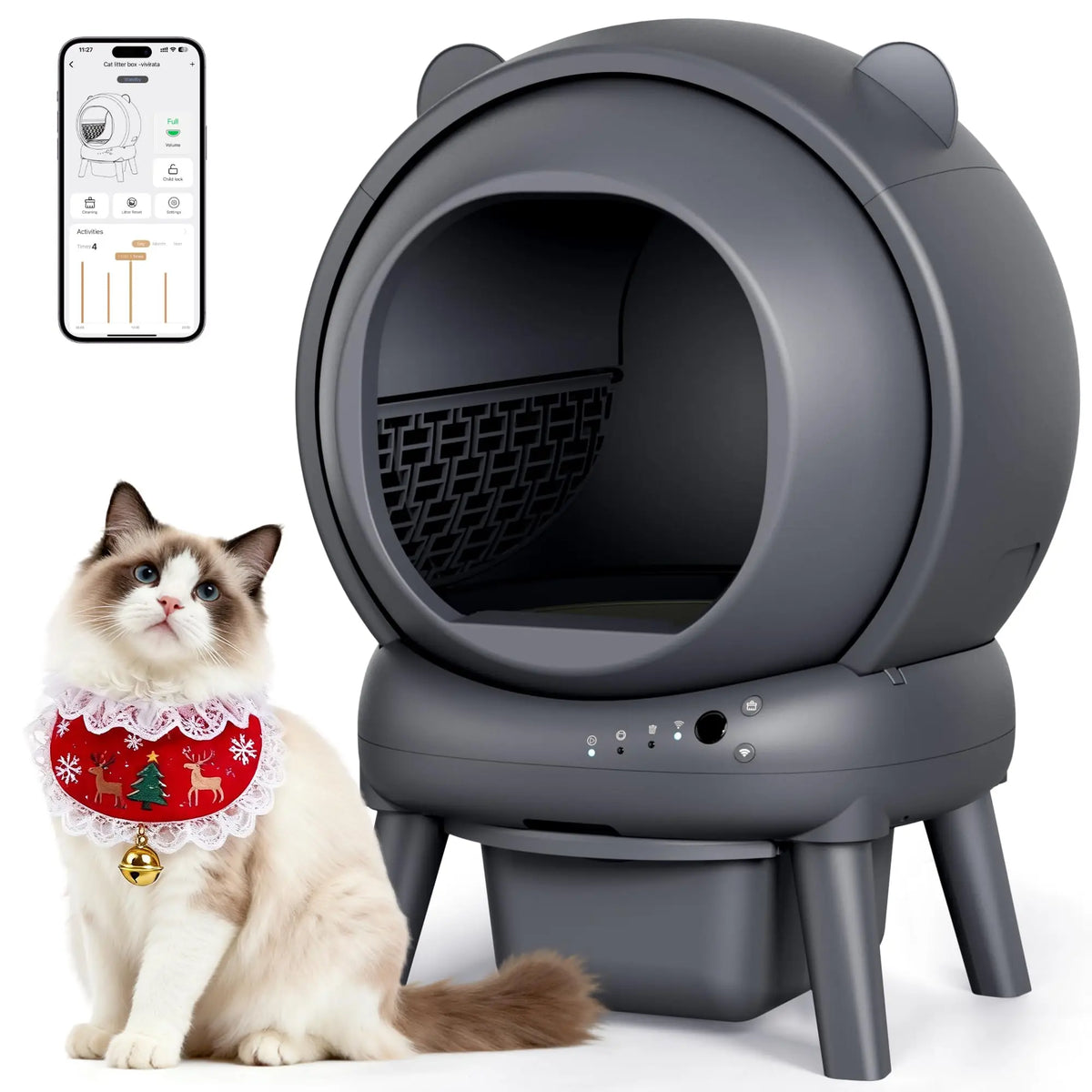 Smart Automatic Self-Cleaning Cat Litter Box with App Control