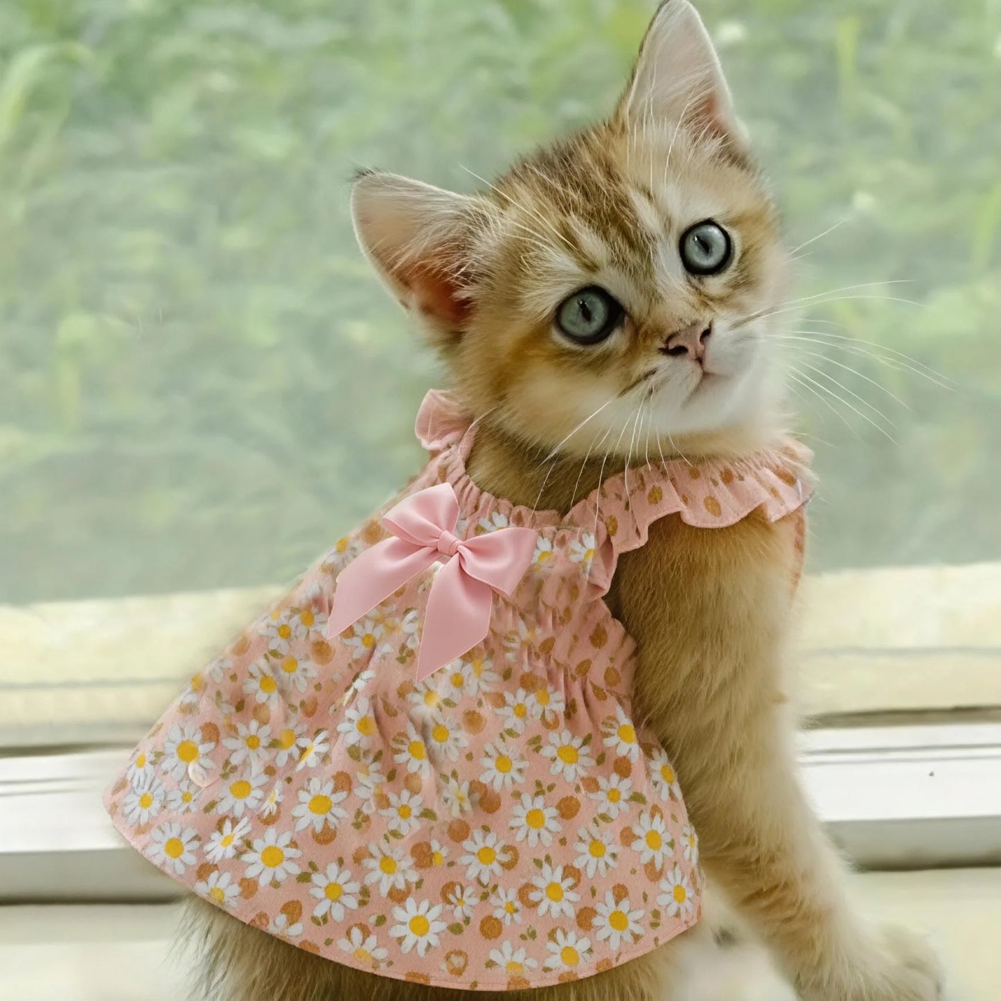 Summer Dress Romantic Style, Pink Floral Print
