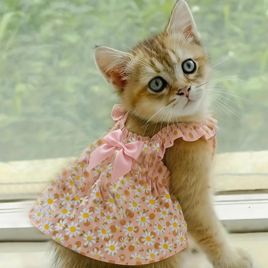 Summer Dress Romantic Style, Pink Floral Print