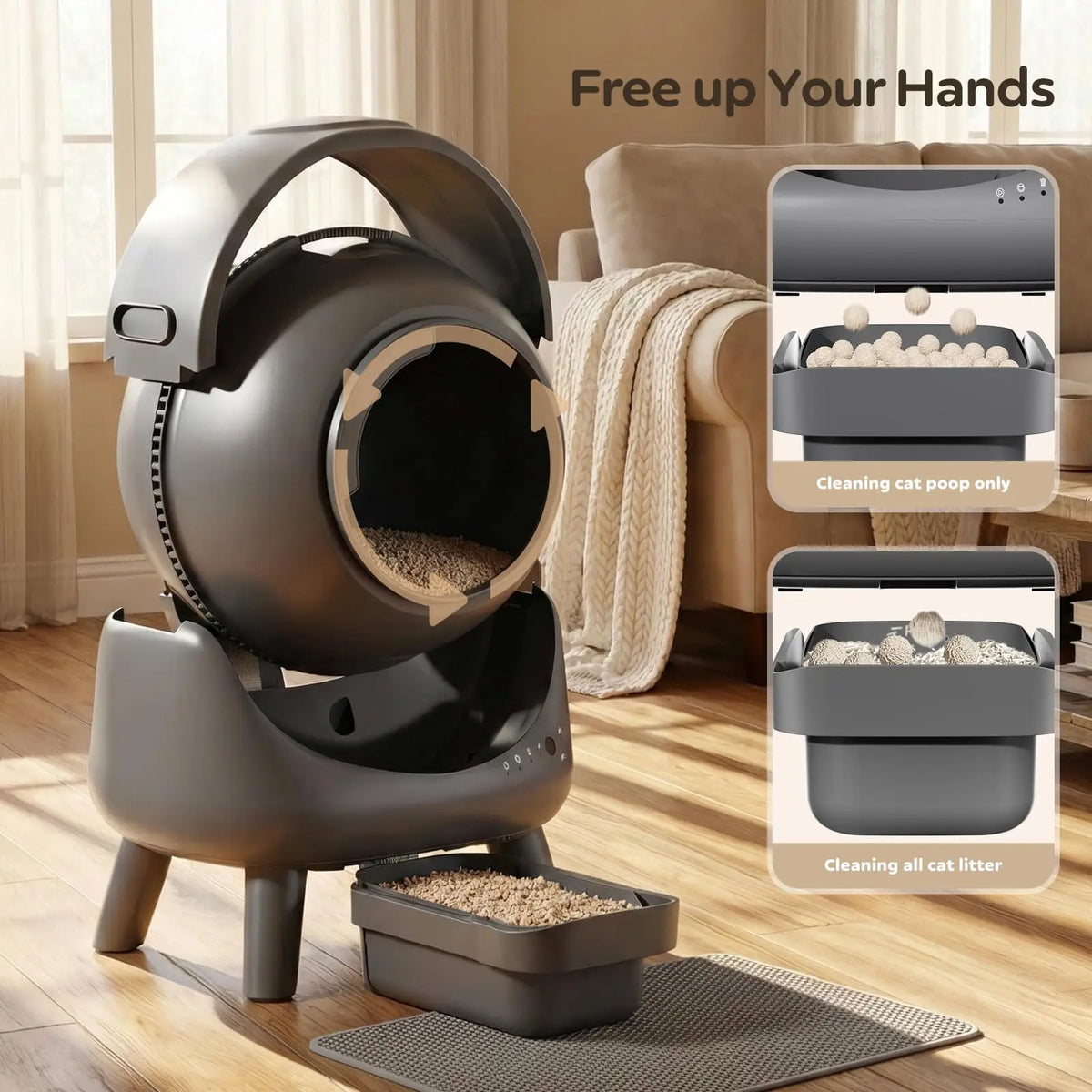 Smart Automatic Self-Cleaning Cat Litter Box with App Control