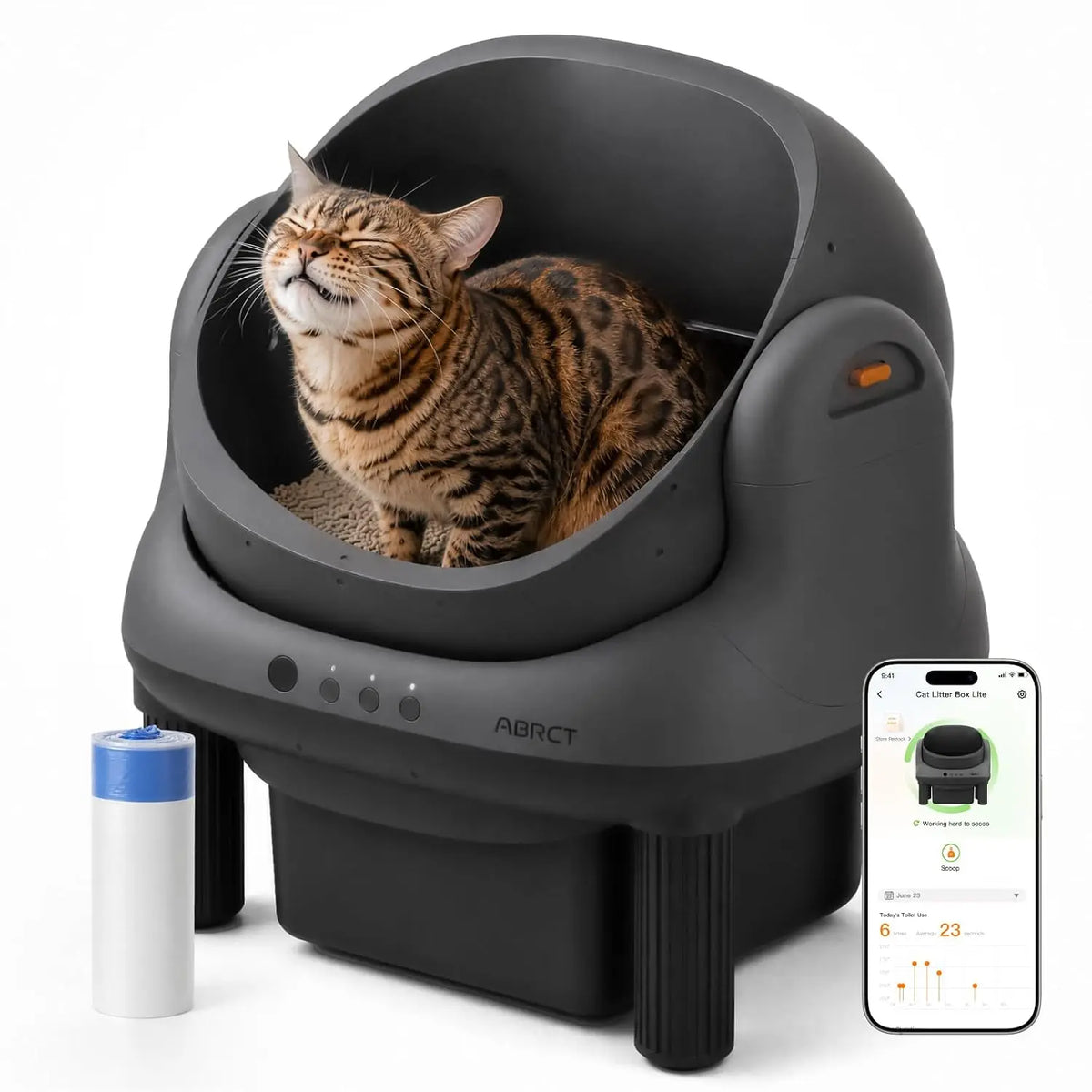 Open-Top Smart Self-Cleaning Cat Litter Box with App Control