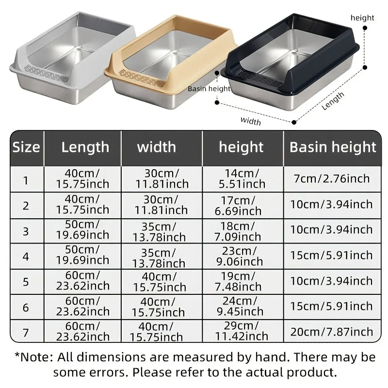 Stainless Steel Splash-Proof Cat Litter Box – Removable Lid for Large Cats